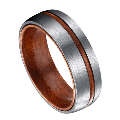 Brown and silver mens wedding ring