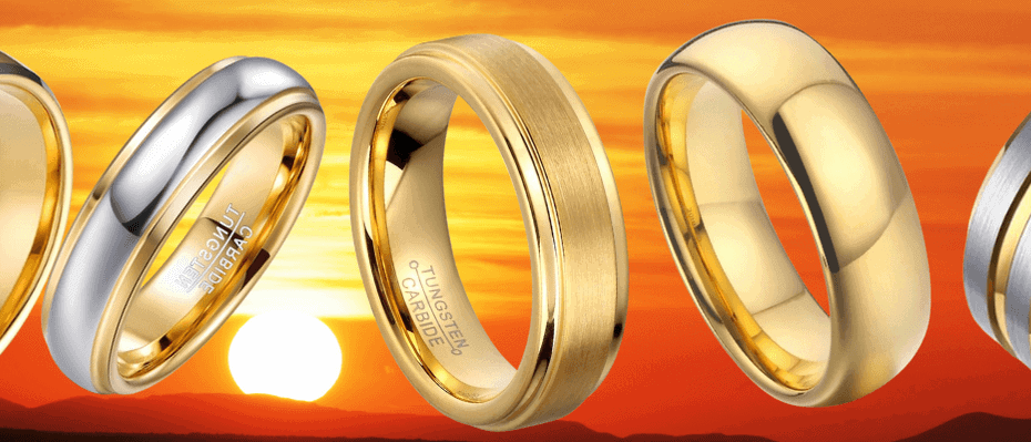 Men's Gold Tungsten Rings